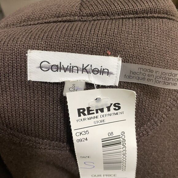 Calvin Klein Knit Full Zip Brown Fleece Jacket Lightweight Women's Small - Picture 7 of 8